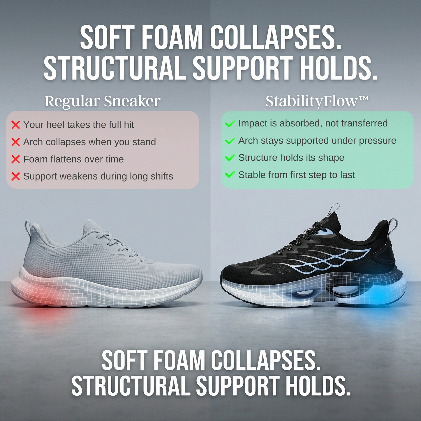 Comfclouds StabilityFlow™ Structural Support Sneaker